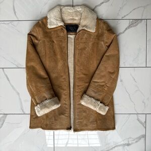 Tan Faux Shearling Leather Jacket